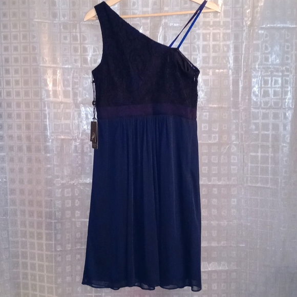 Sexy One Shoulder Formal Dress Size 6 Midnight Blue - Picture 2 of 7